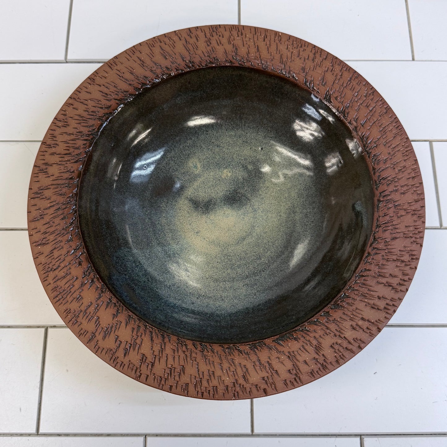 Bryant Signed Studio Pottery Textured Stoneware Bowl 2015