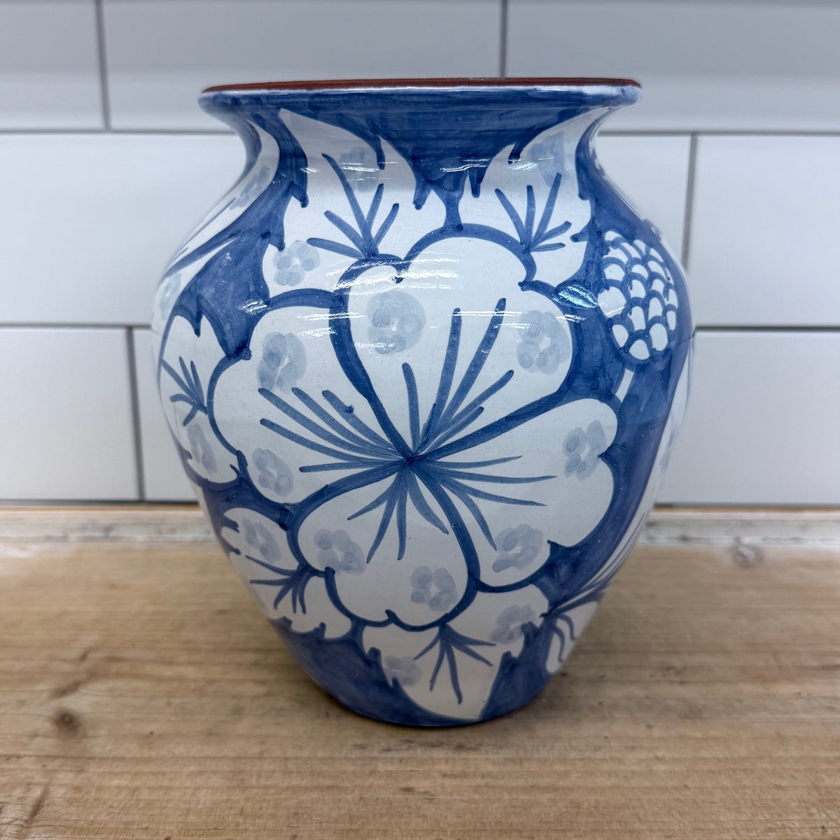 Hand Painted Floral Terracotta Pottery Vase