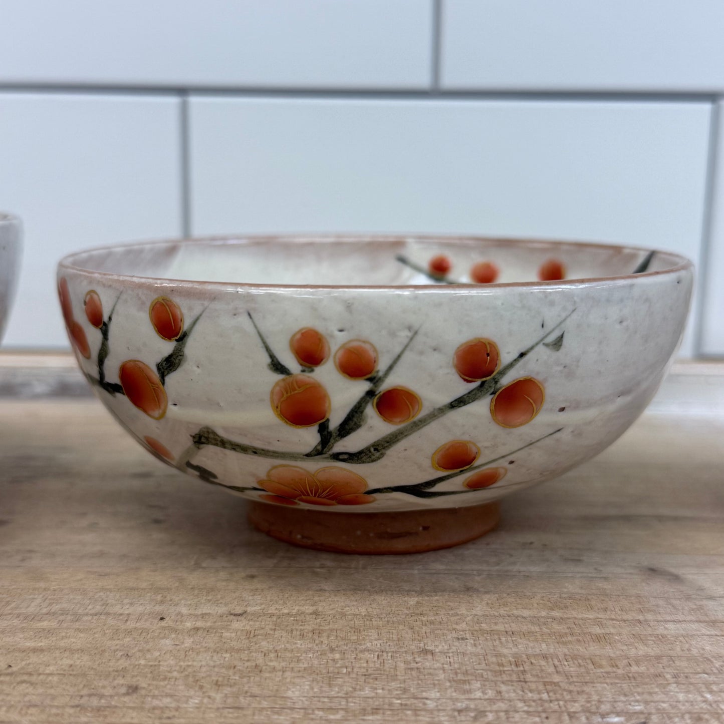 Japanese Kiyomizu-yaki Plum Blossom Bowls & Cups Set of 4