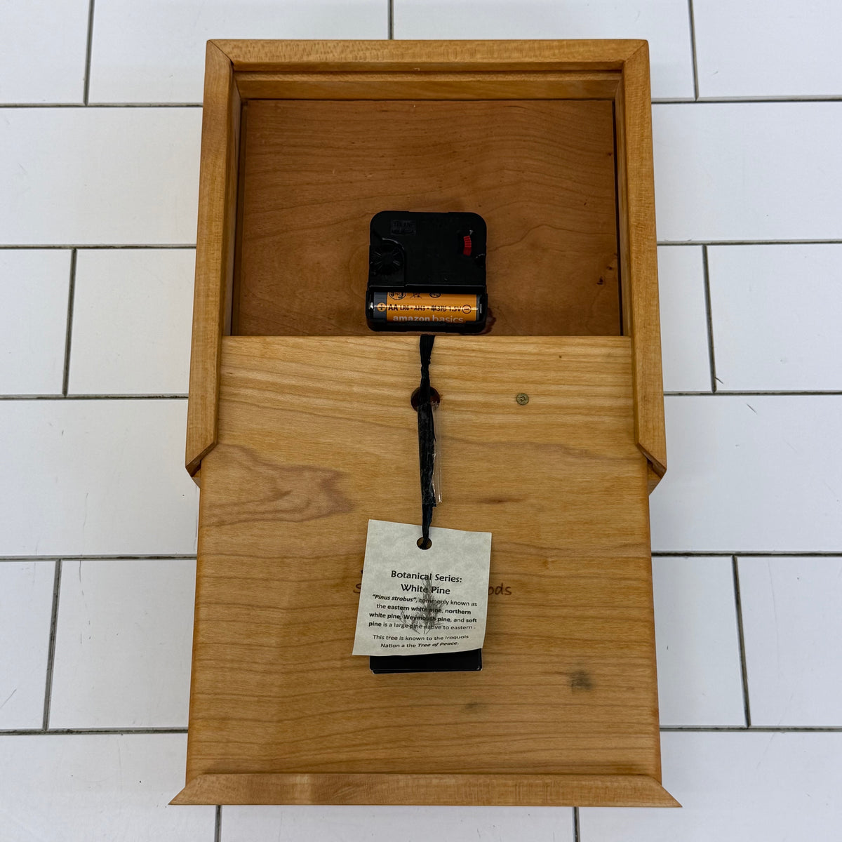 Sabbath-Day Woods White Pine Botanical Wood Box Clock