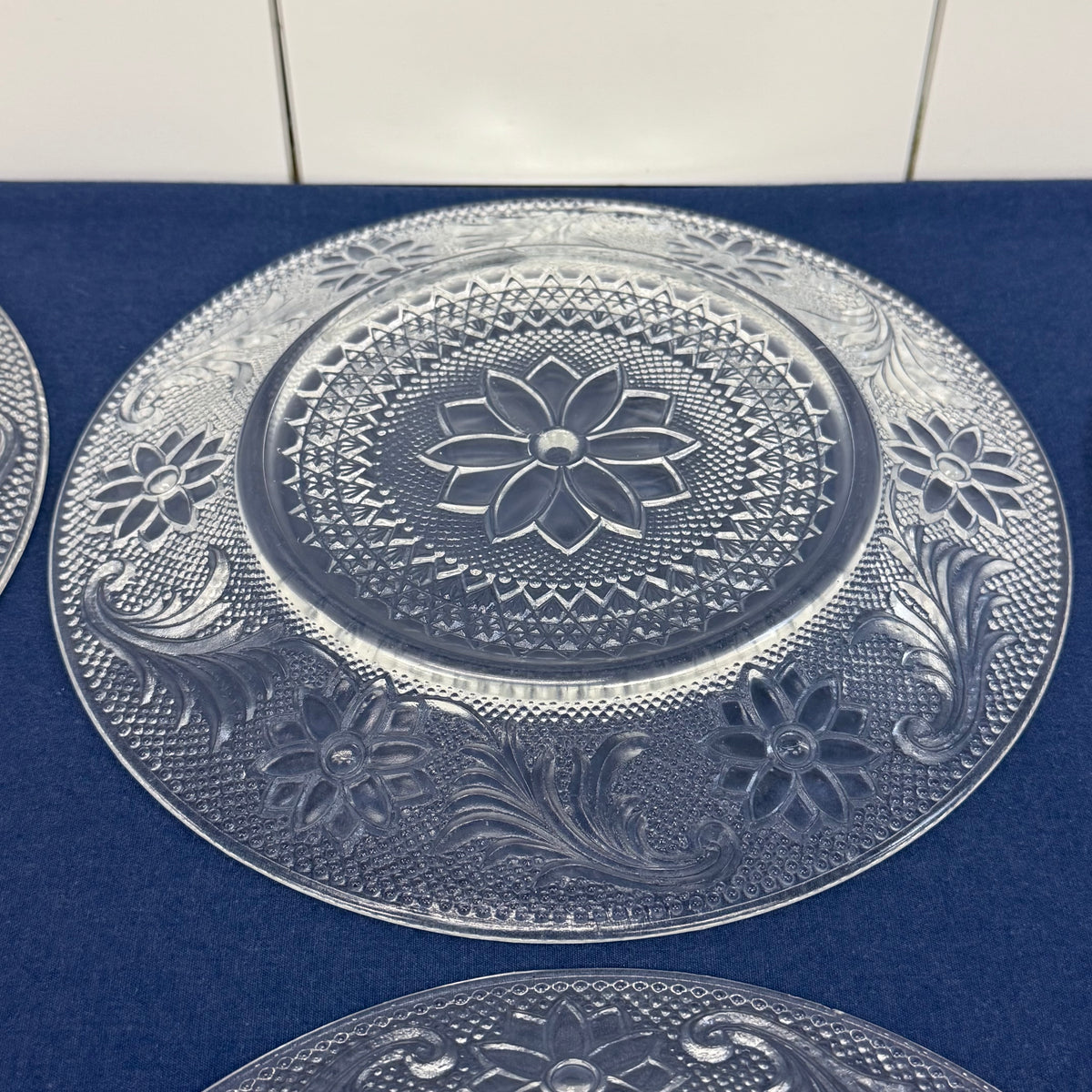 Indiana Glass Sandwich Clear Vintage Luncheon Plates
