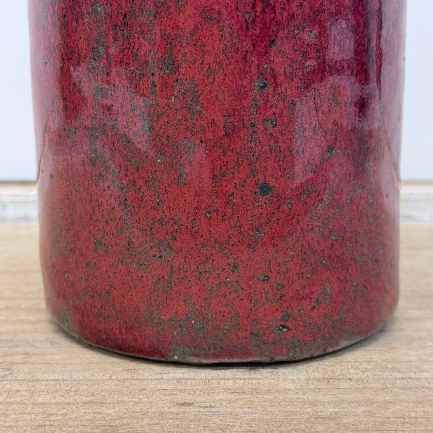 Studio Art Pottery Oxblood Red Glazed Stoneware Vase Handmade