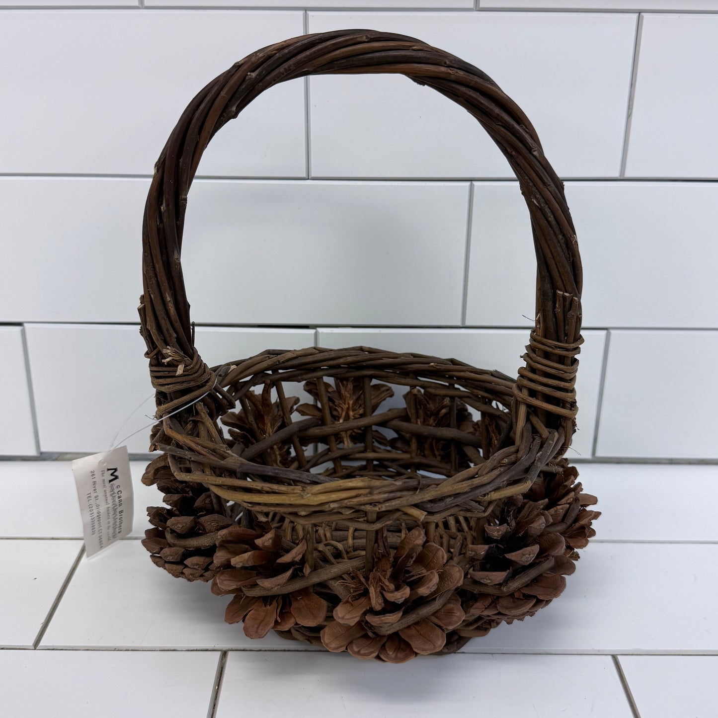 McCann Brothers Rustic Woven Pine Cone Basket