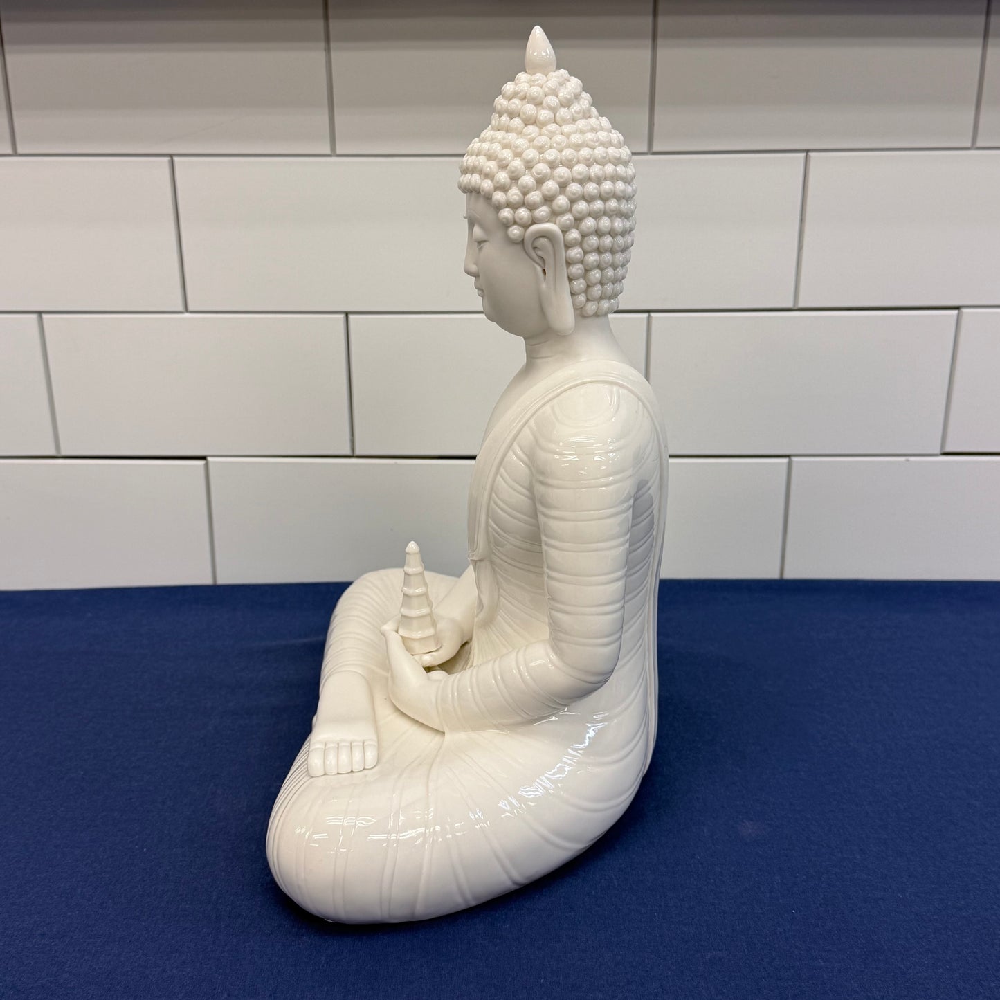 White Ceramic Buddha Statue Meditation Figurine