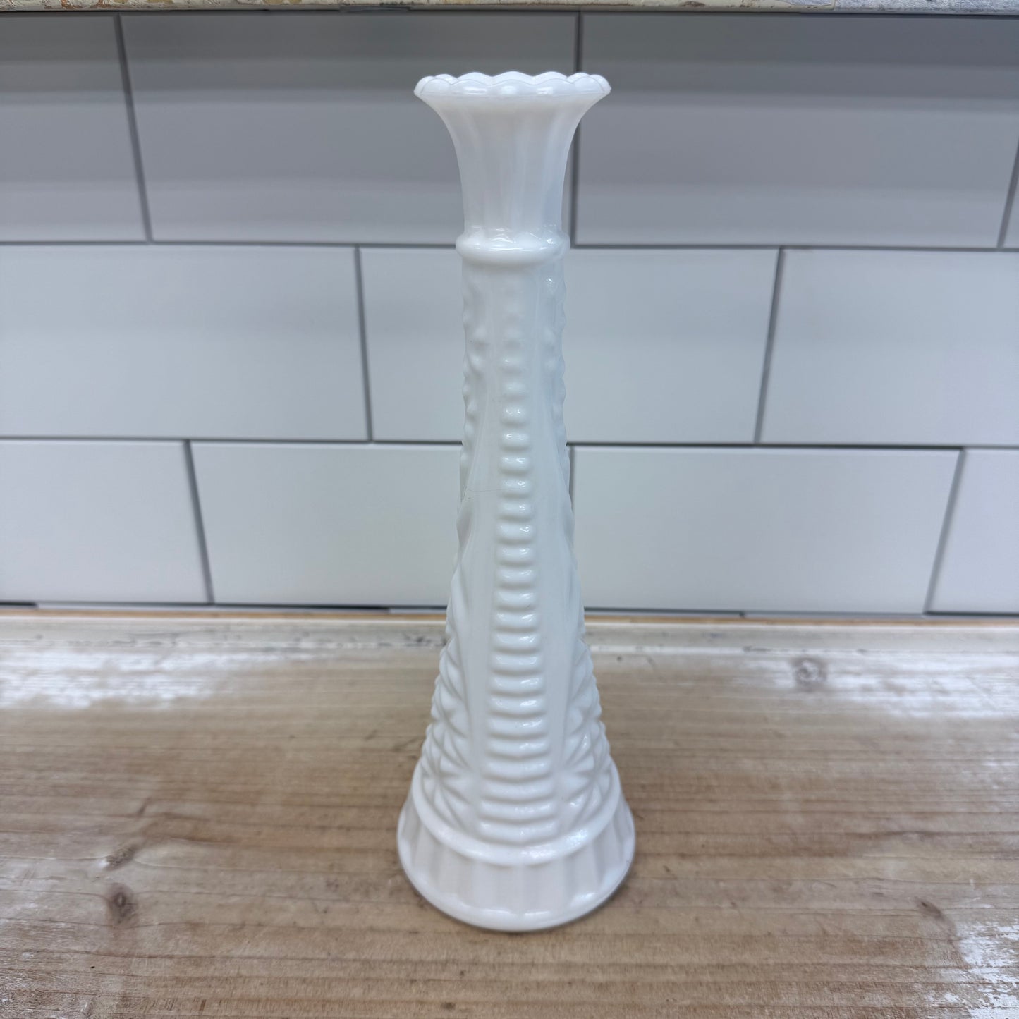 Anchor Hocking Stars and Bars Milk Glass Bud Vase