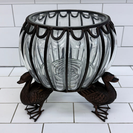 Duck Footed Planter Centerpiece with Glass Bowl