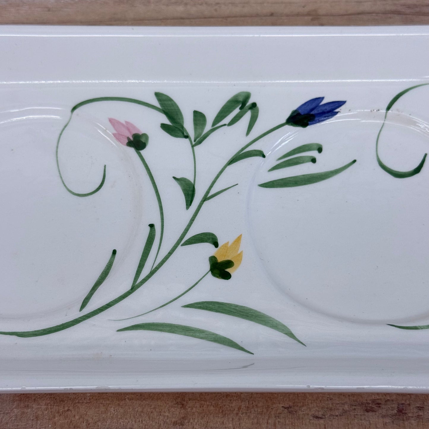 Hand Painted Floral Planter Pots & Tray Set Ceramic Garden Decor