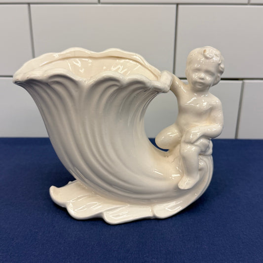 Relpo Cherub Cornucopia Planter Vase Porcelain