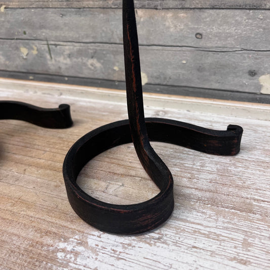 Danish Wrought Iron Curved Candlestick Holders, Set of 3