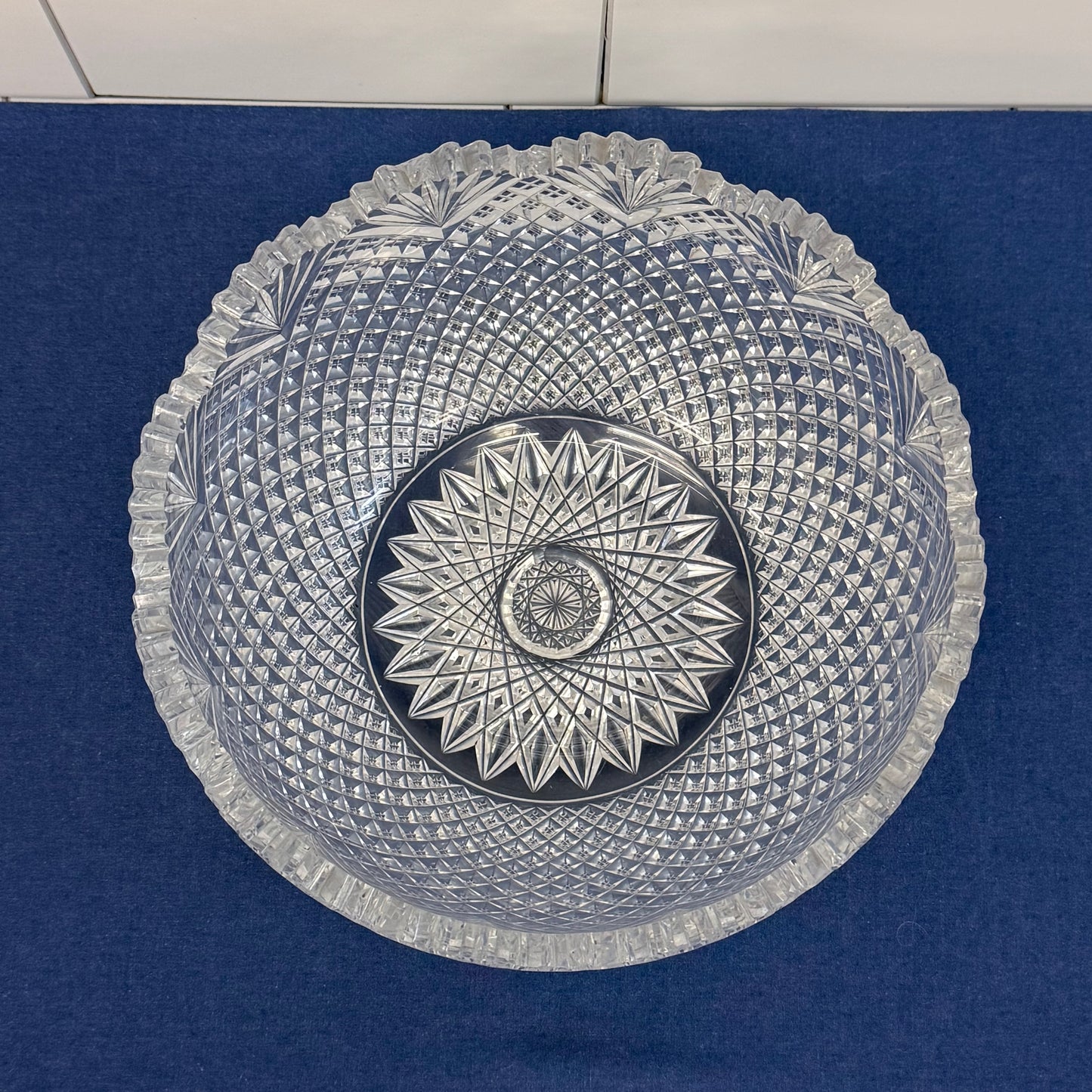 ABP Cut Crystal Bowl Diamond & Fan Pattern c1890-1915