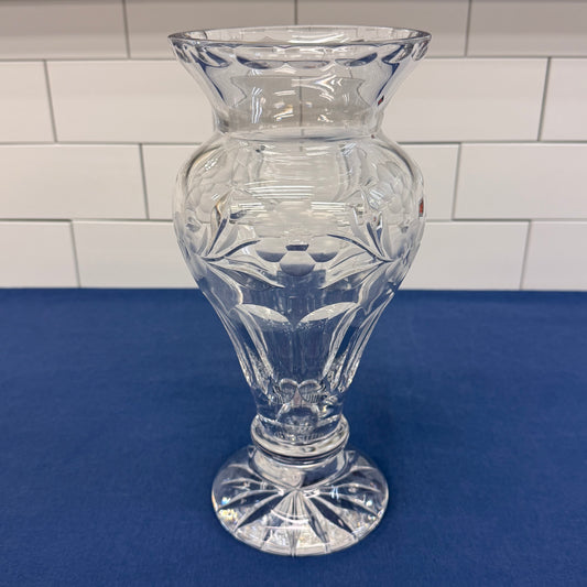 Pedestal Cut Glass Vase Vintage 1980s