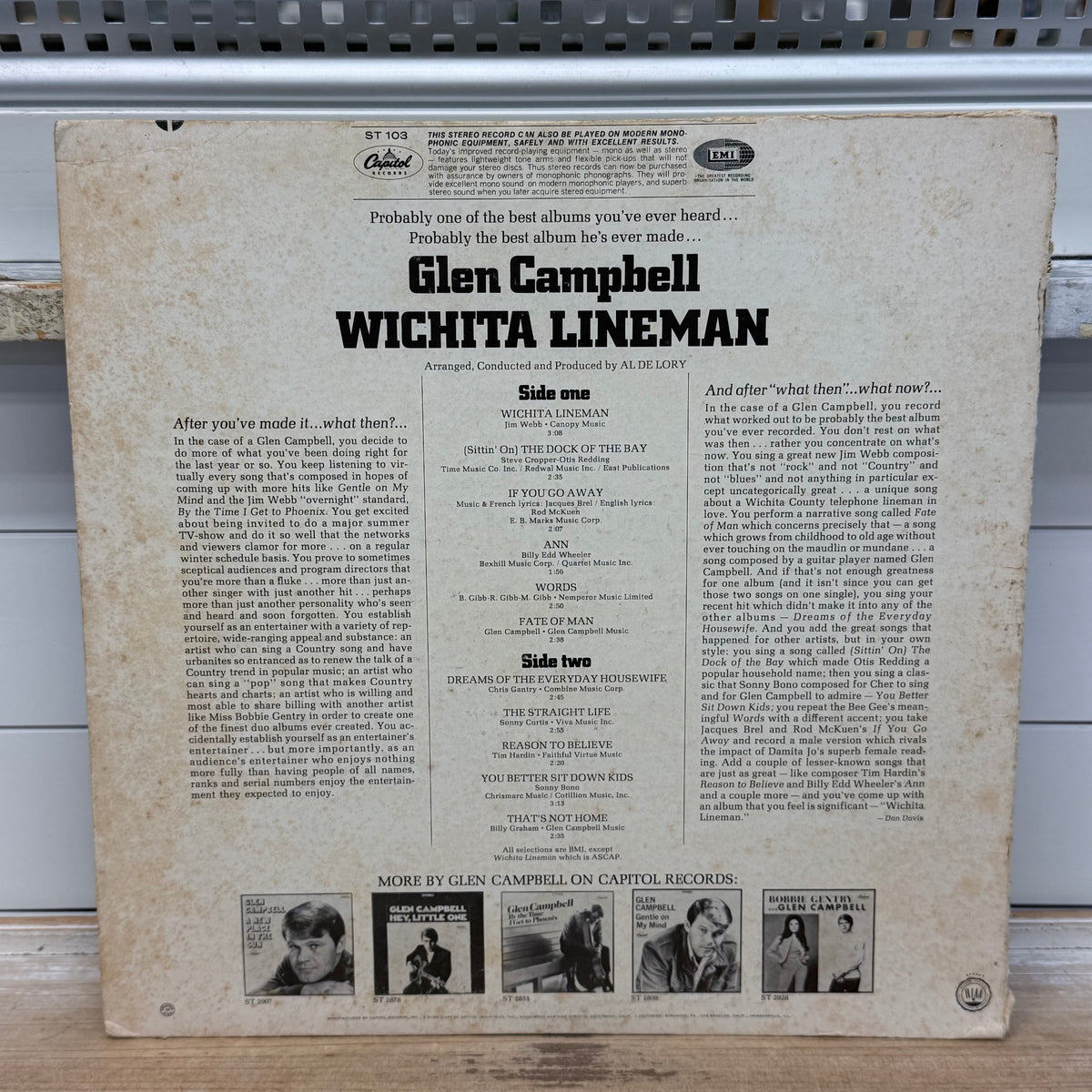 Glen Campbell Wichita Lineman Vinyl LP 1968 — #ST-103