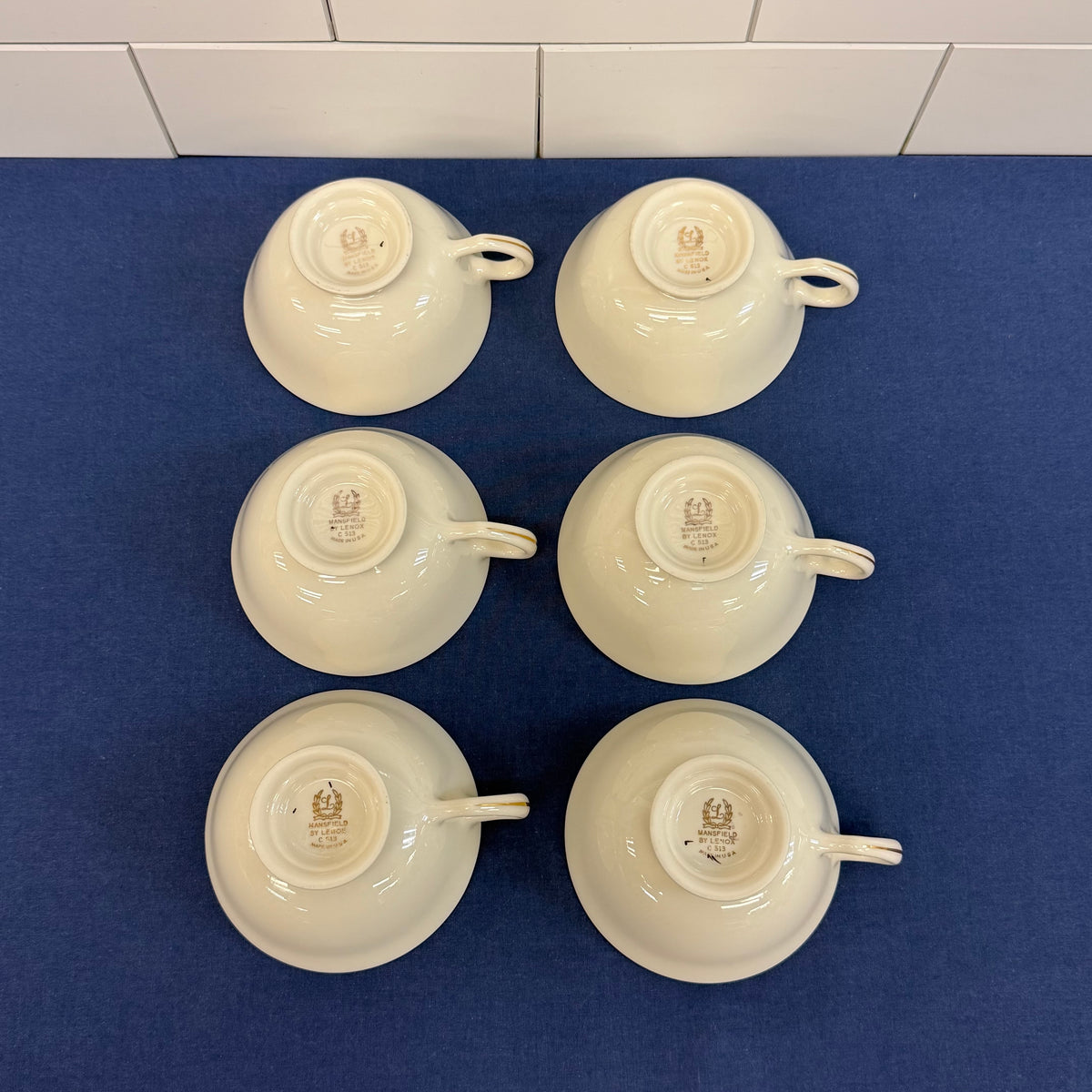 Lenox Mansfield Teacups & Saucers Set of 6 circa 1950