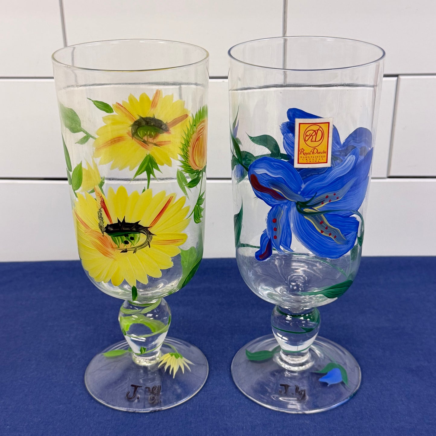 Royal Danube Hand Painted Floral Crystal Kitchenware Lot of 8