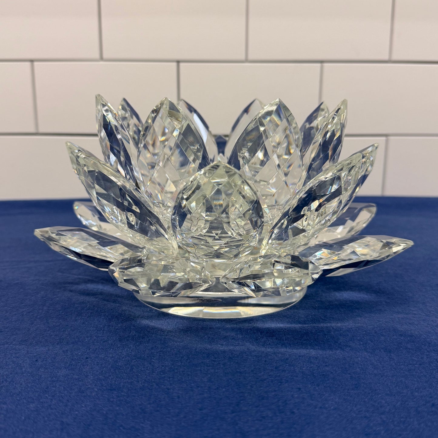 Shannon Godinger Lotus Pillar Candle Holder in Box, Crystal