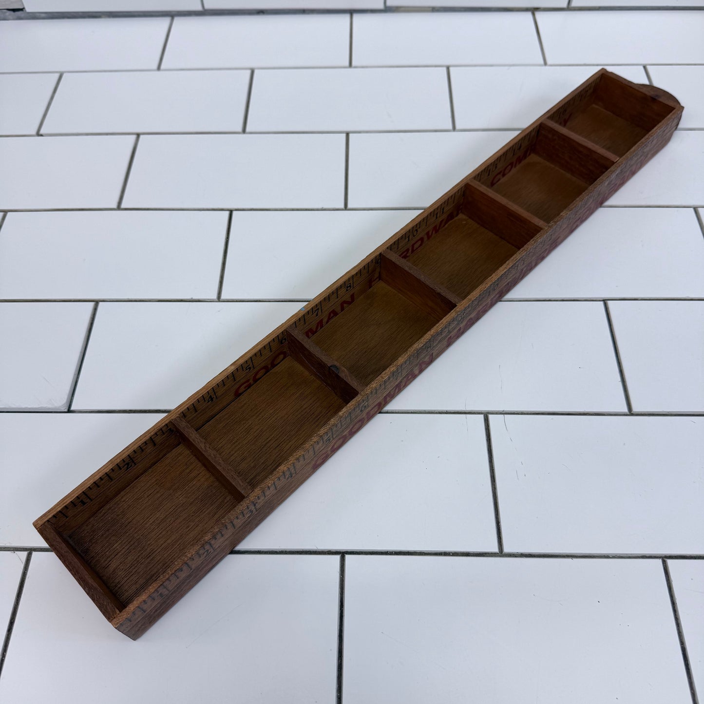Handcrafted Yardstick Wall Shelf Wooden Miniature Display Rack