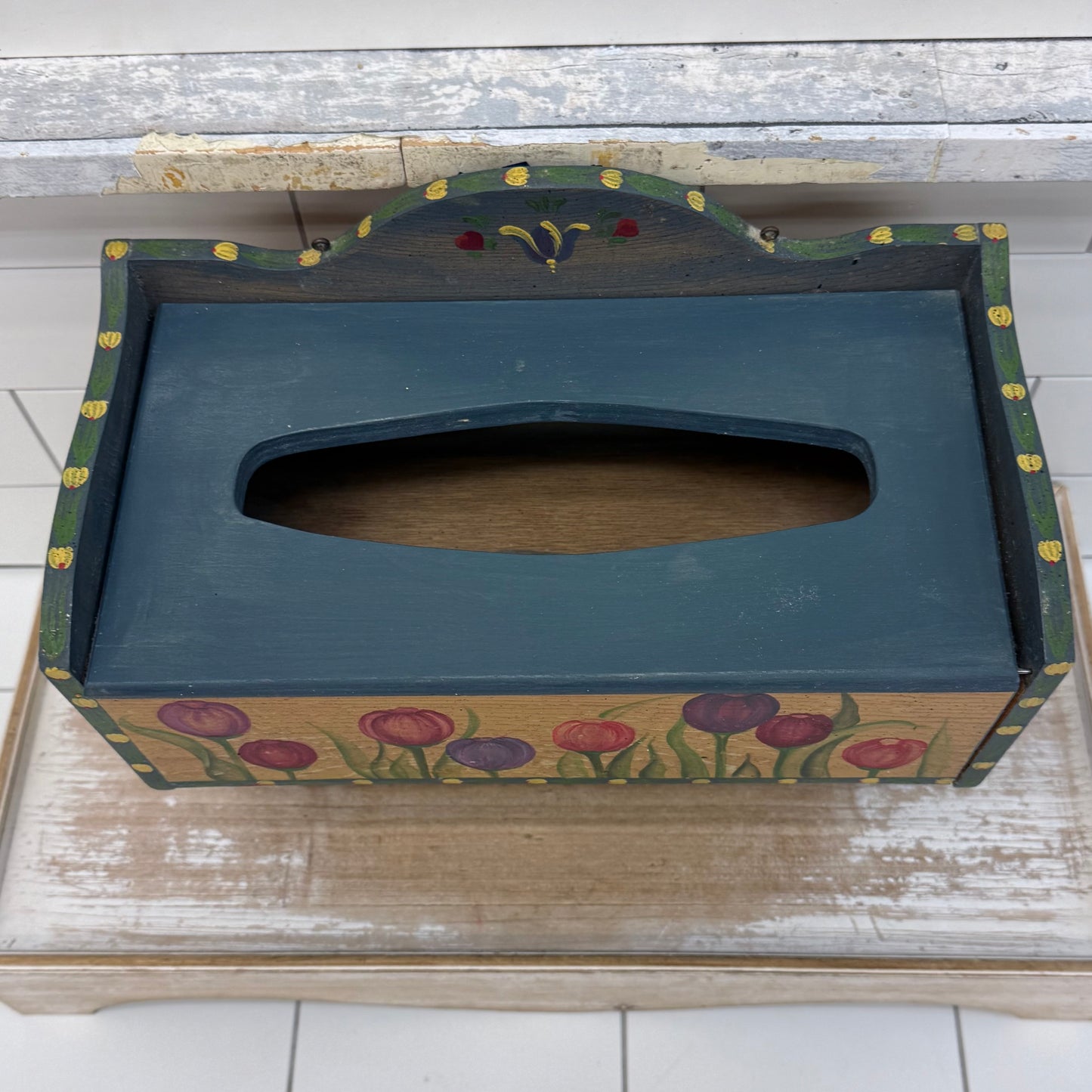 Floral Shelf, Hand Painted Wood