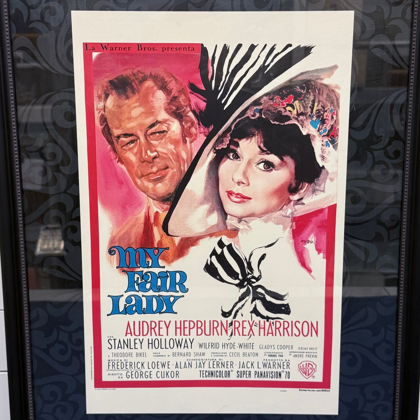 My Fair Lady Audrey Hepburn Framed Italian Movie Poster Reproduction 1964
