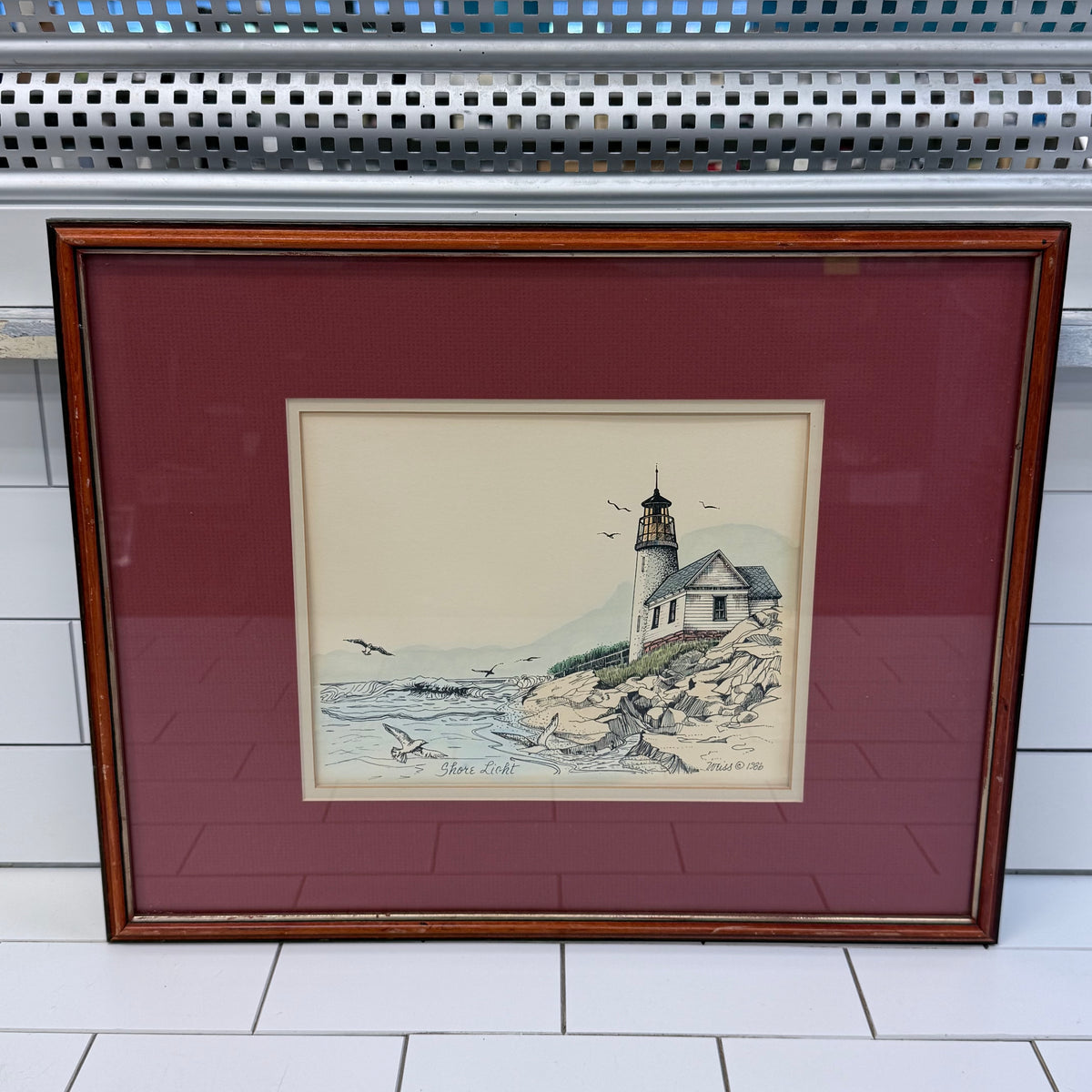 Shore Light Lighthouse Coastal Art Print 1986