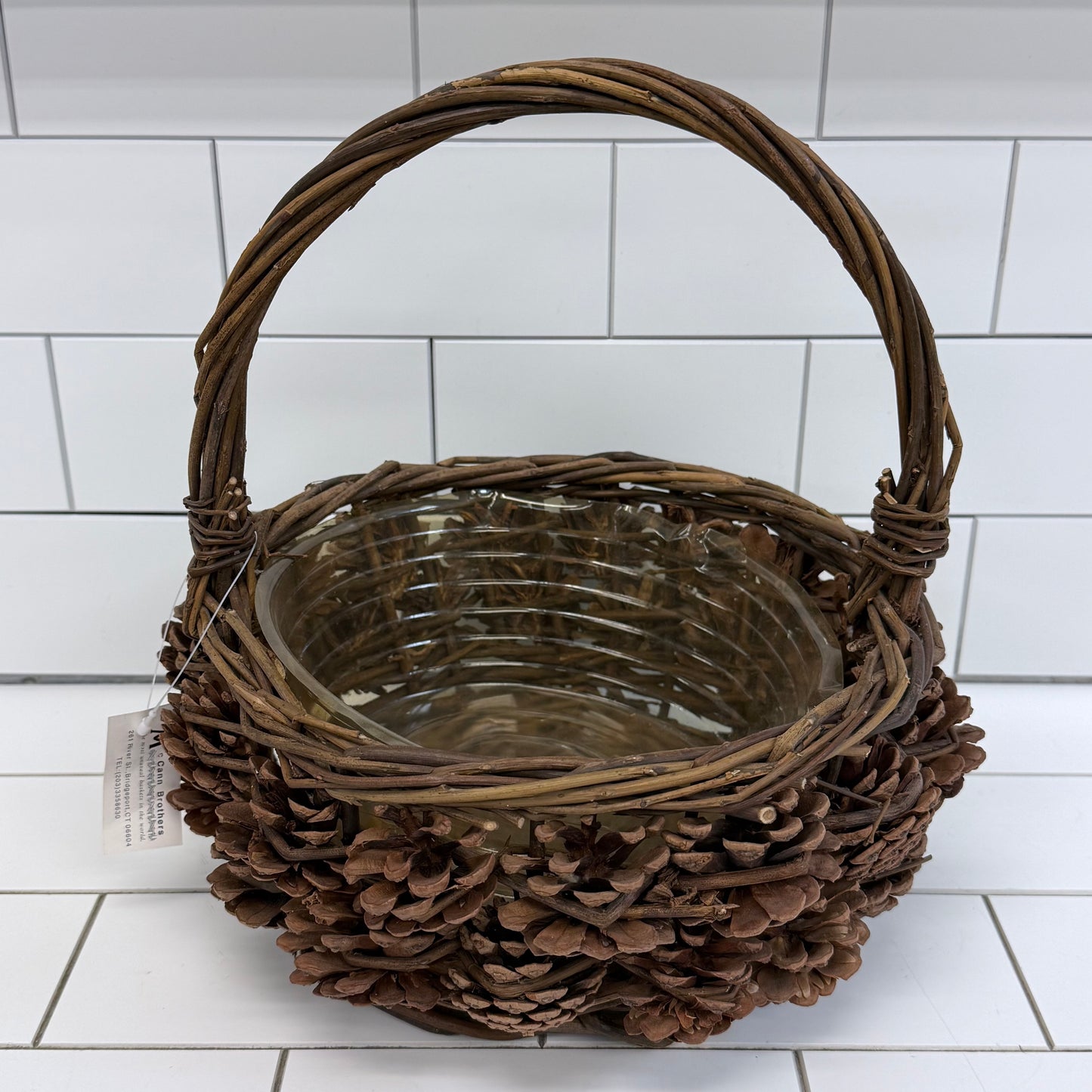 McCann Brothers Rustic Woven Pine Cone Basket