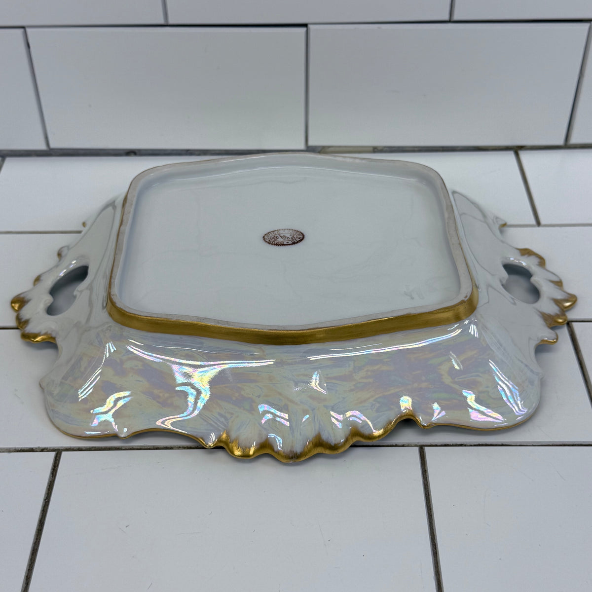 Antique Fürstenberg Brunswick Floral Porcelain Tray Gilt 1920s