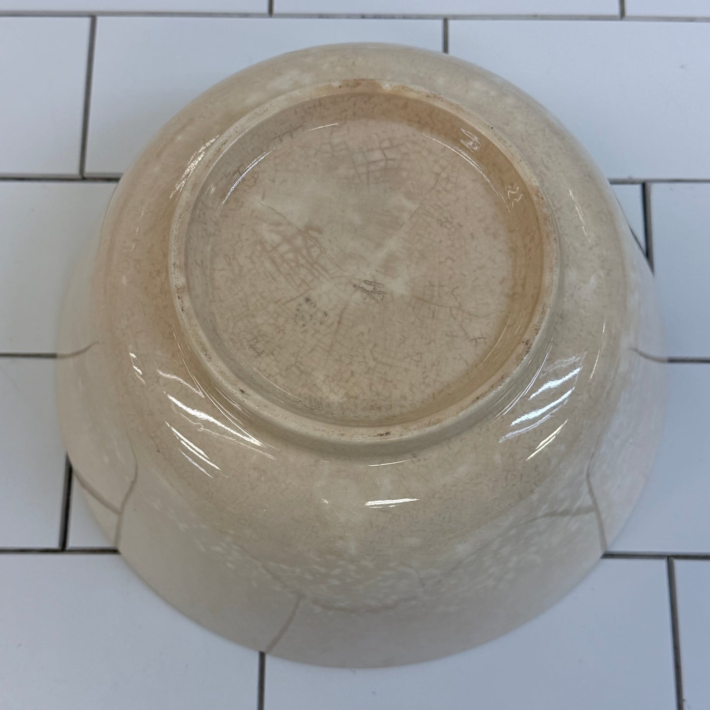 American Cream Glazed Stoneware Mixing Bowl 1940s–50s