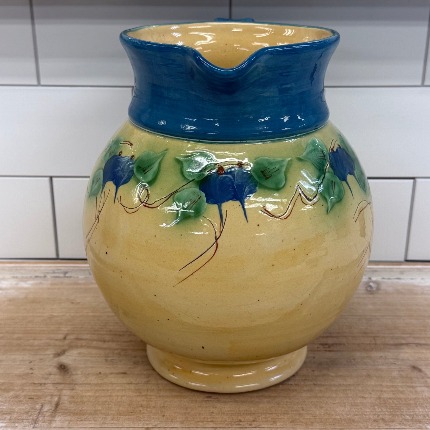 Vintage European Style Floral Art Pottery Pitcher, 1920s–1940s
