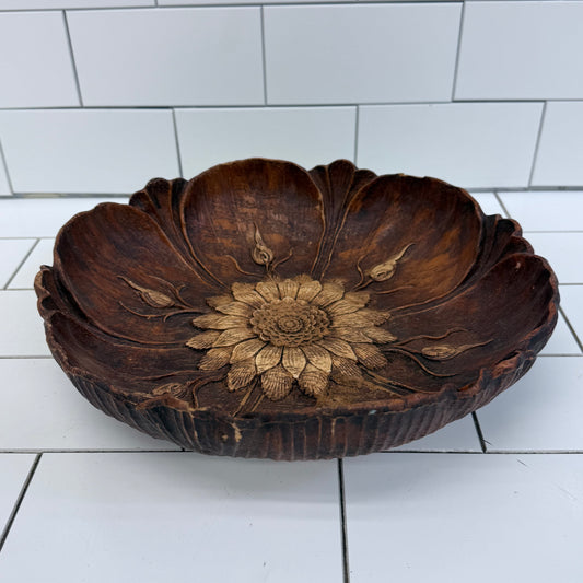 Syroco Wood Composite Flower Bowl 1946 Decor
