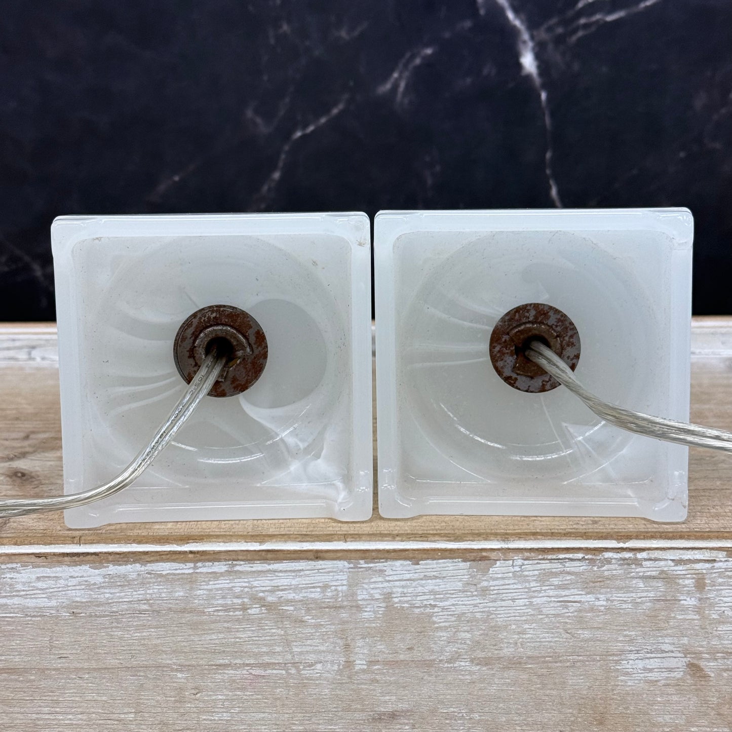 Vintage Milk Glass Accent Lamps Set of 2