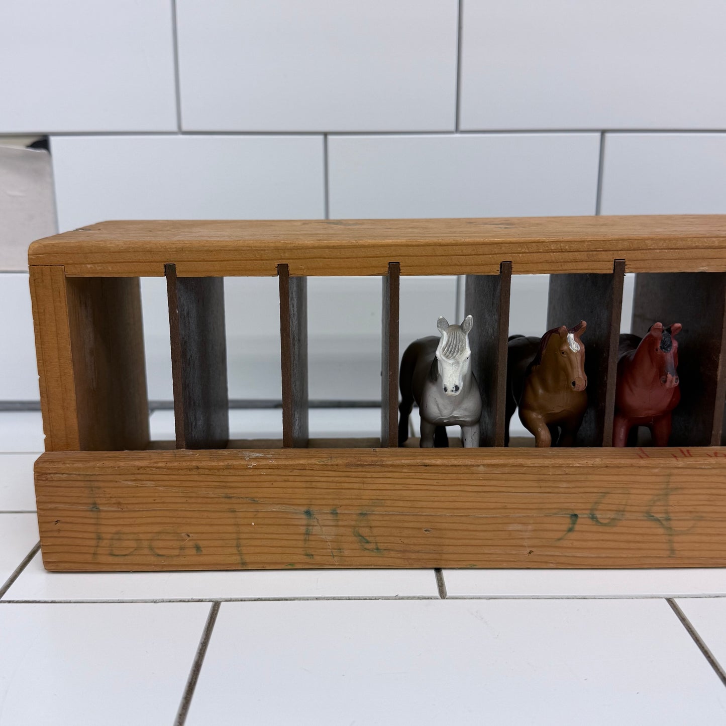 Funrise Toy Horse Figurines with Wooden Stable Set of 7 1988