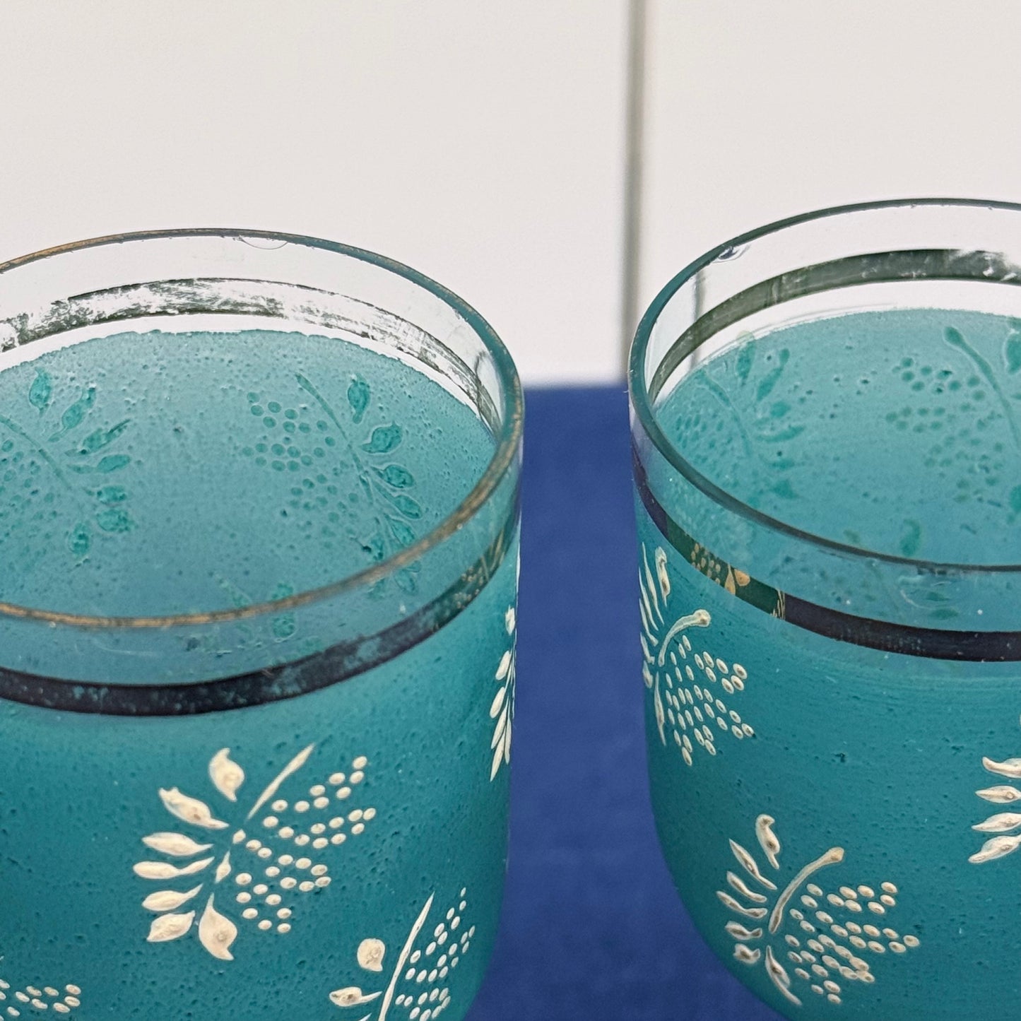 Frosted Glass Decanter & Cordial Set Mid-Century Drinkware
