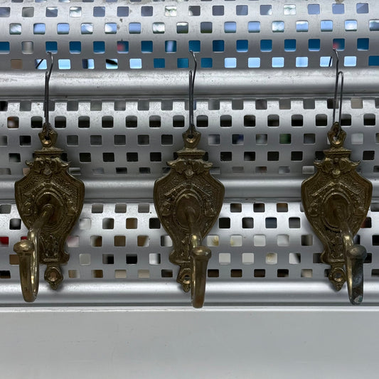 Vintage French Paris Wall Hooks Cast Brass Style Set of 3