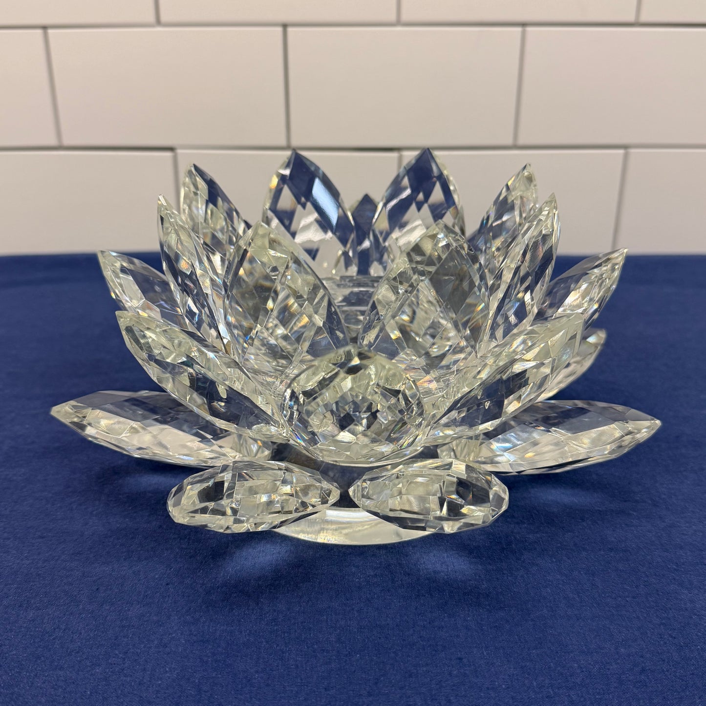 Shannon Godinger Lotus Pillar Candle Holder in Box, Crystal