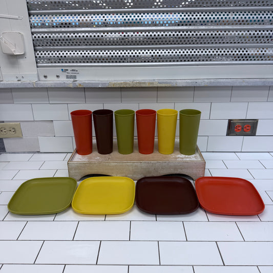 Vintage Tupperware 1970s Plastic Tumblers Set of 10