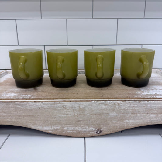 Fire King Mugs Stackable Glass, Set of 4