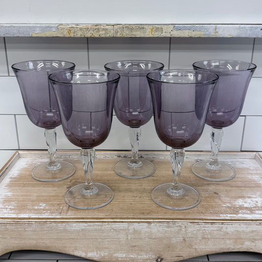 Cristal d’Arques Durand Amethyst Goblets Set of 5