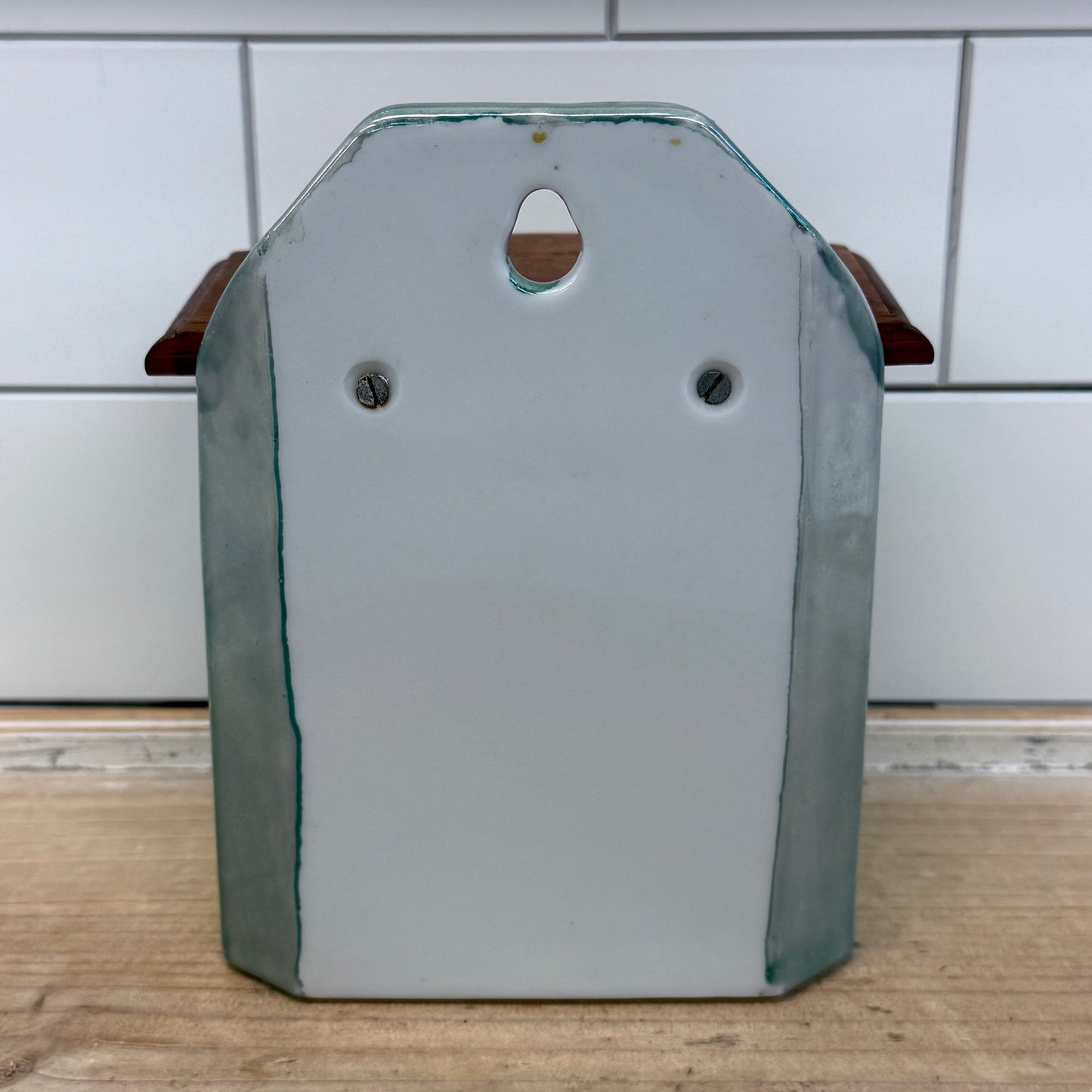 Wall Mounted Porcelain Lusterware Salt Box with Lid
