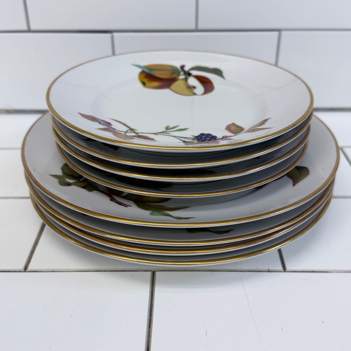 Royal Worcester Evesham Gold Fruit Plates Set of 8