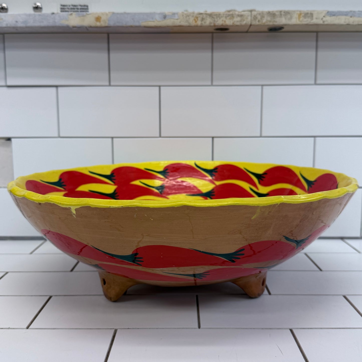 Mexican Art Pottery Chili Pepper Serving Bowl