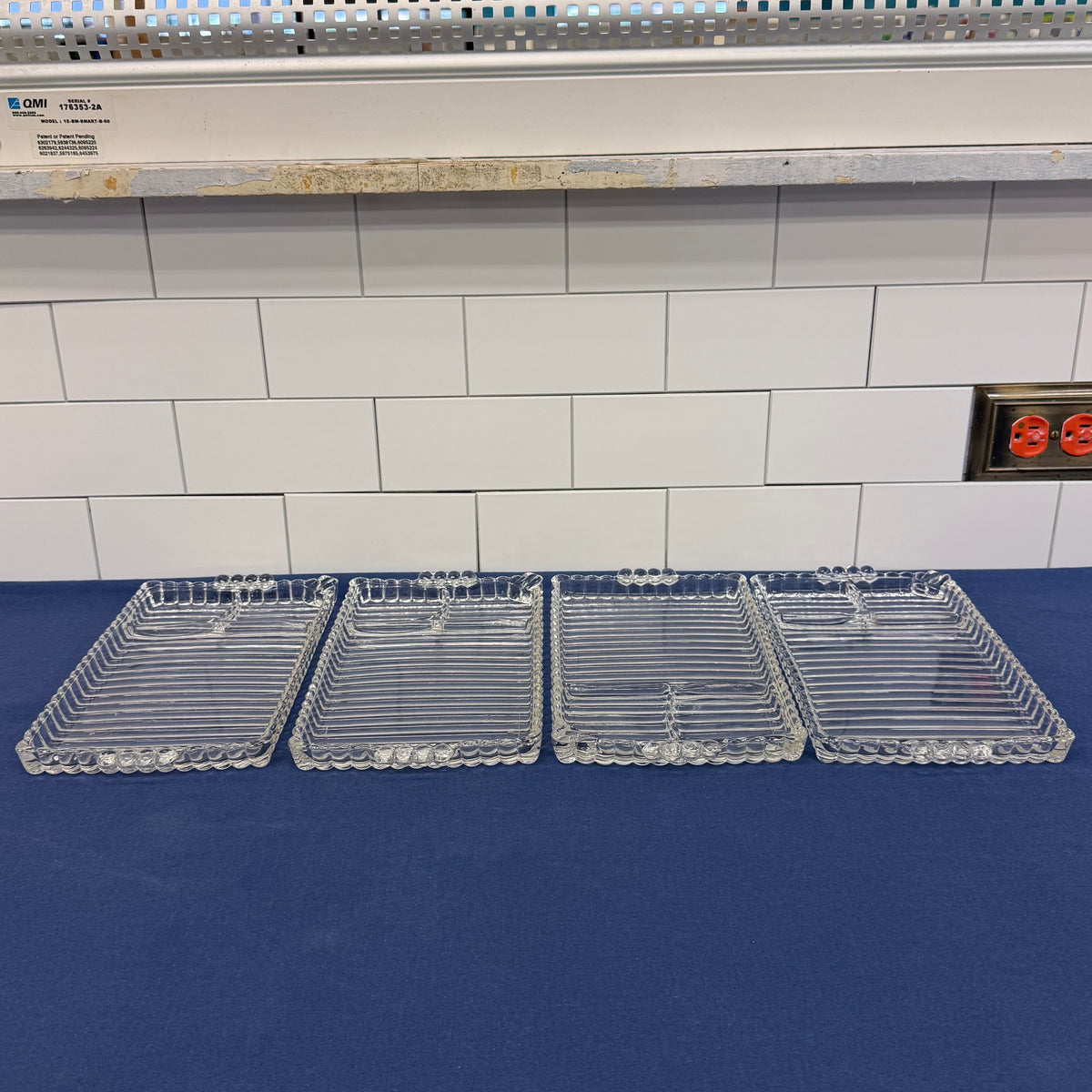 Hazel Atlas Ball & Rib Divided Snack Trays Set of 4
