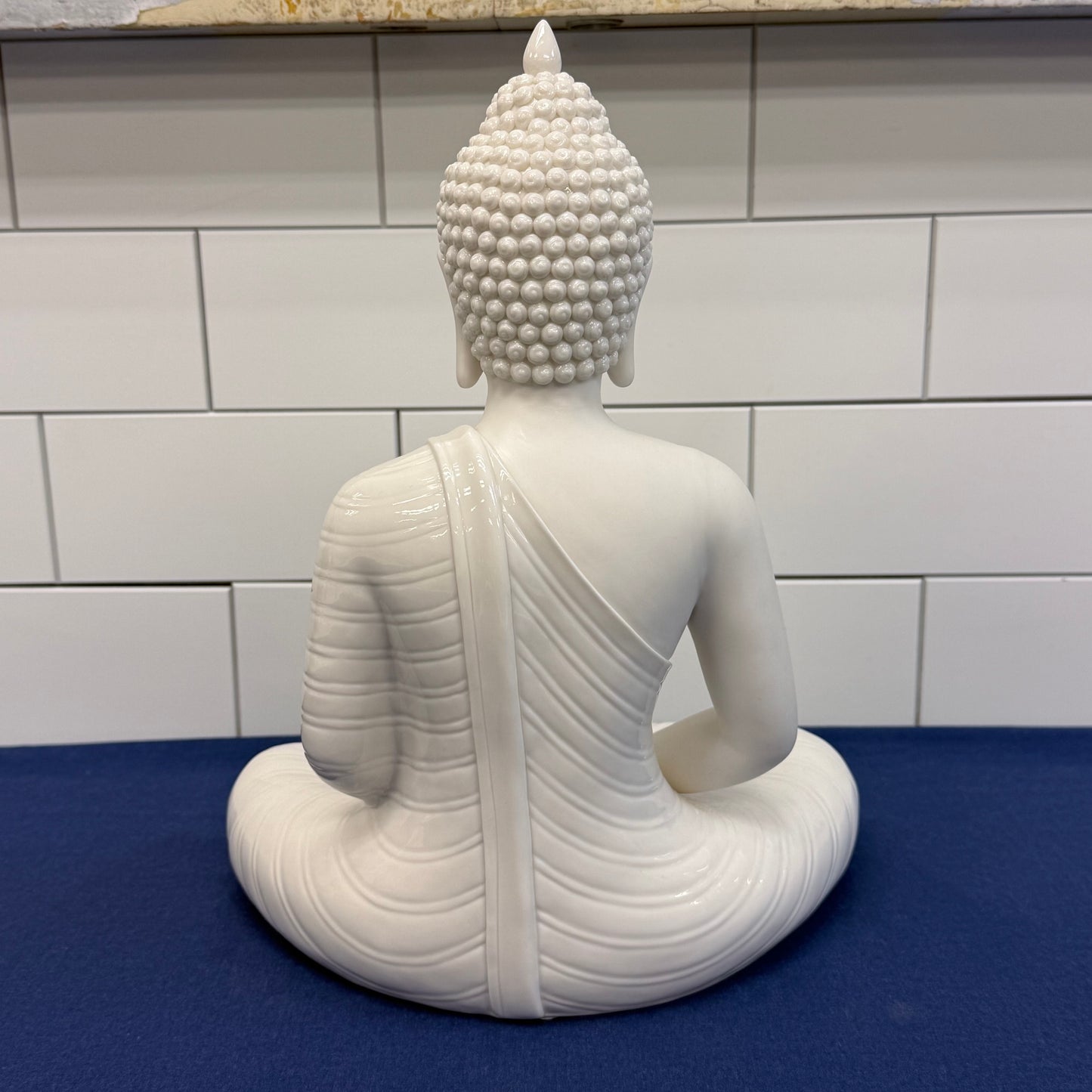 White Ceramic Buddha Statue Meditation Figurine