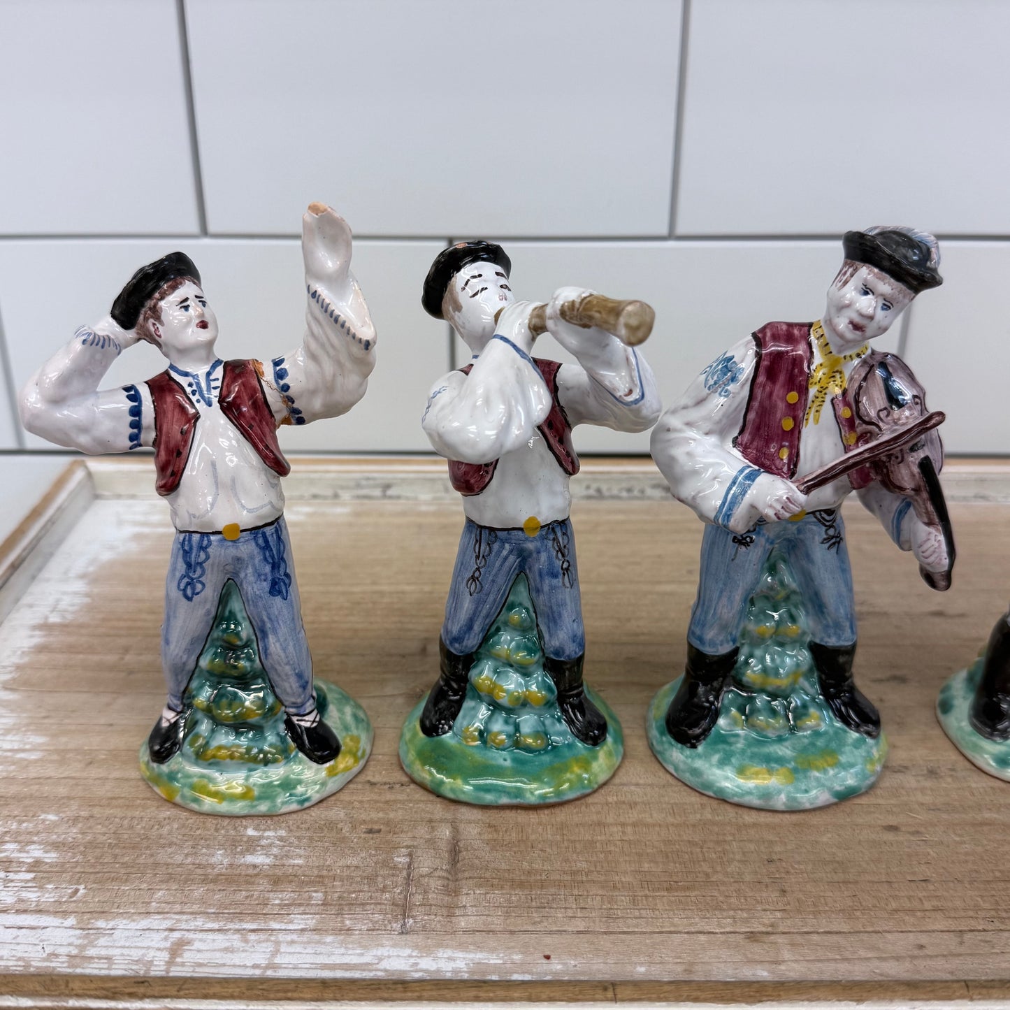 Eastern European Folk Musician Figurines Set of 7 Ceramic 1992