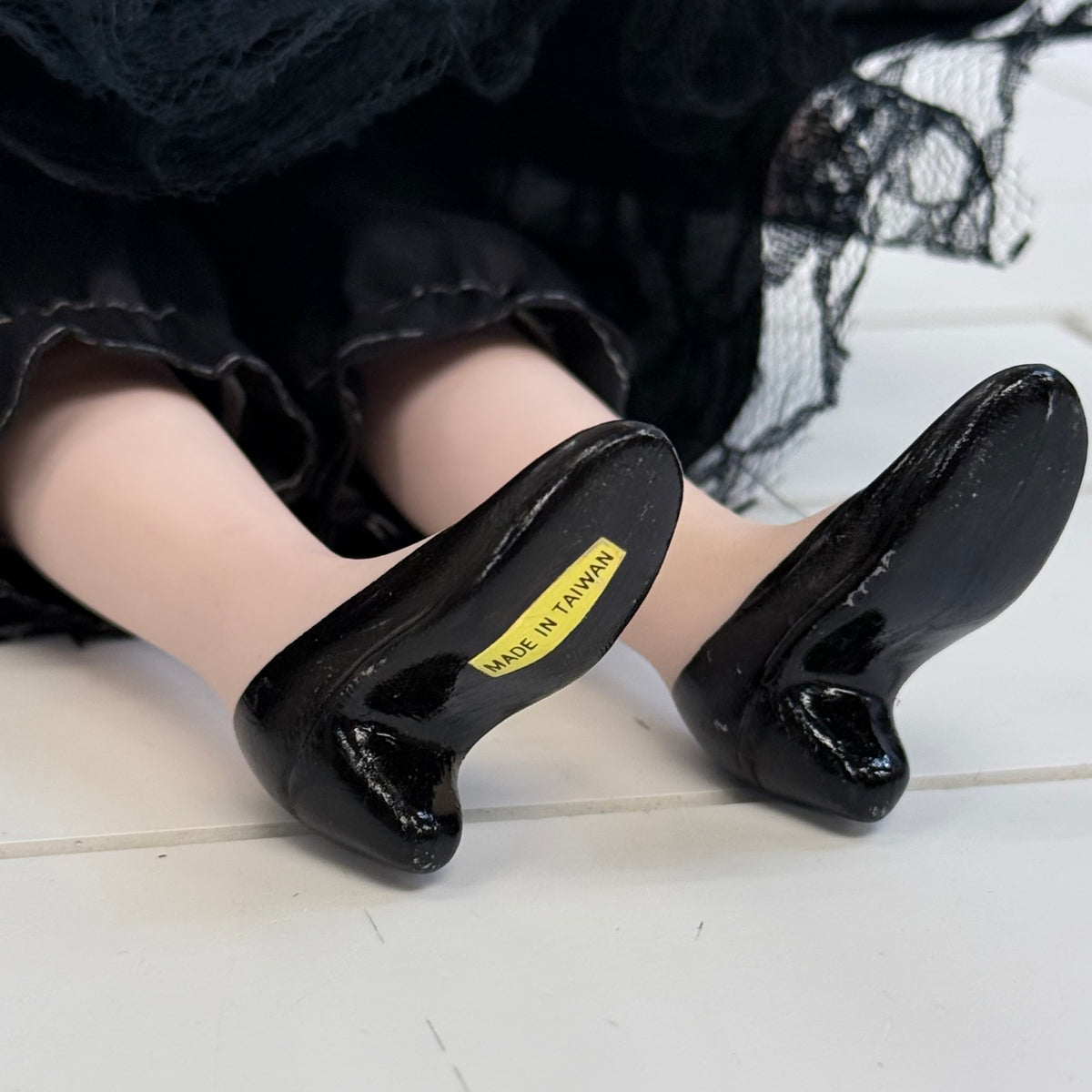 Porcelain Flapper Lady Doll Black Lace Dress