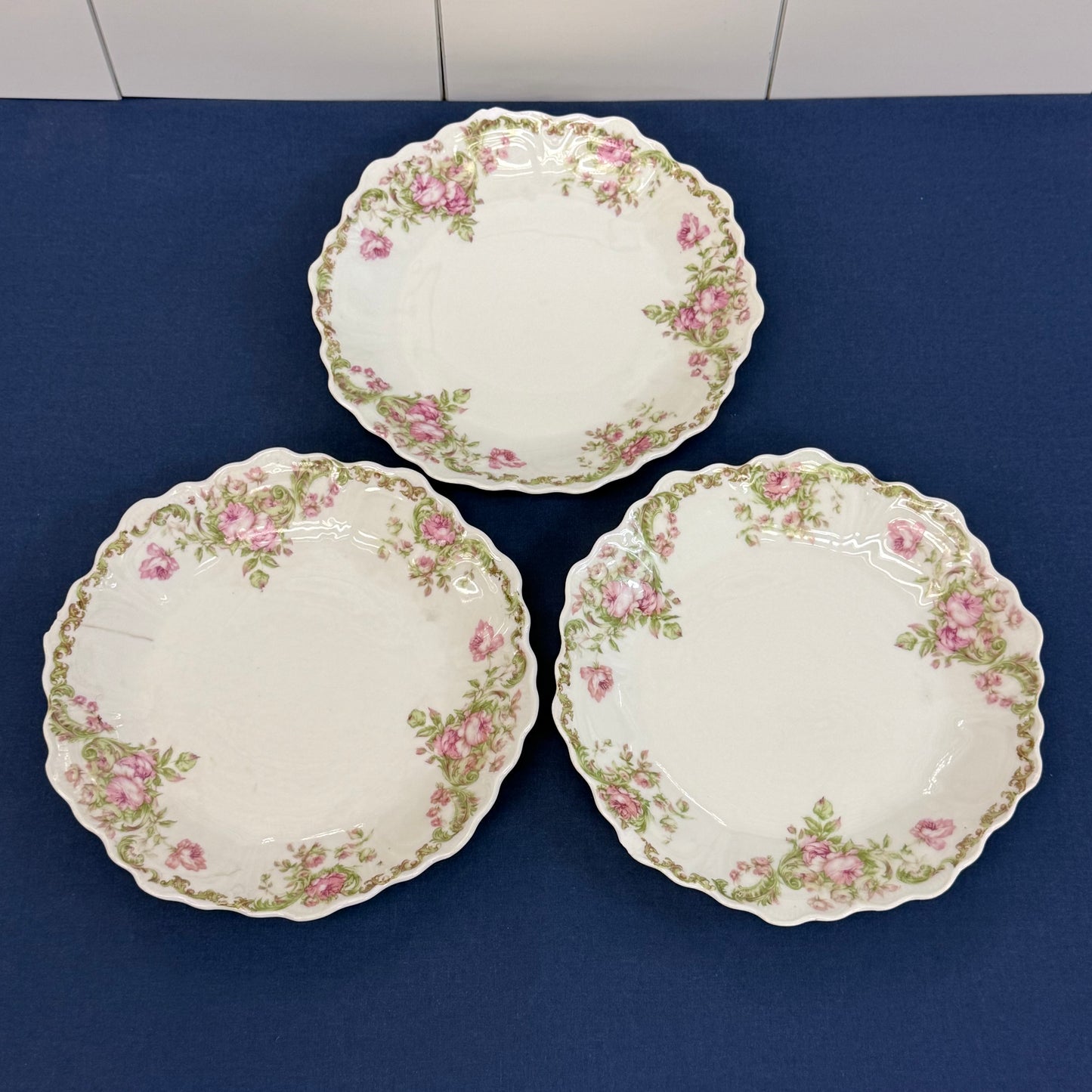 Antique Z.S. & Co. Bavaria Pink Rose Salad Plates Set of 3