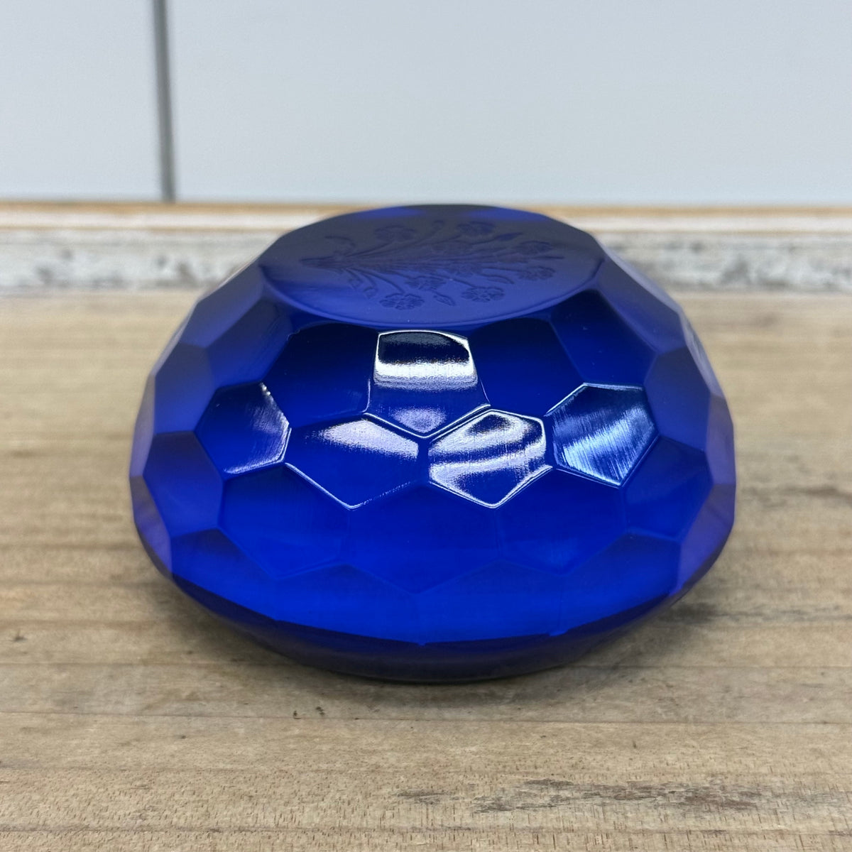 Saint-Louis Cobalt Blue Crystal Floral Paperweight France