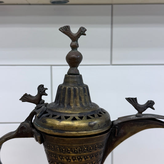 Brass Dallah Coffee Pot Bird Finial Moroccan Decor