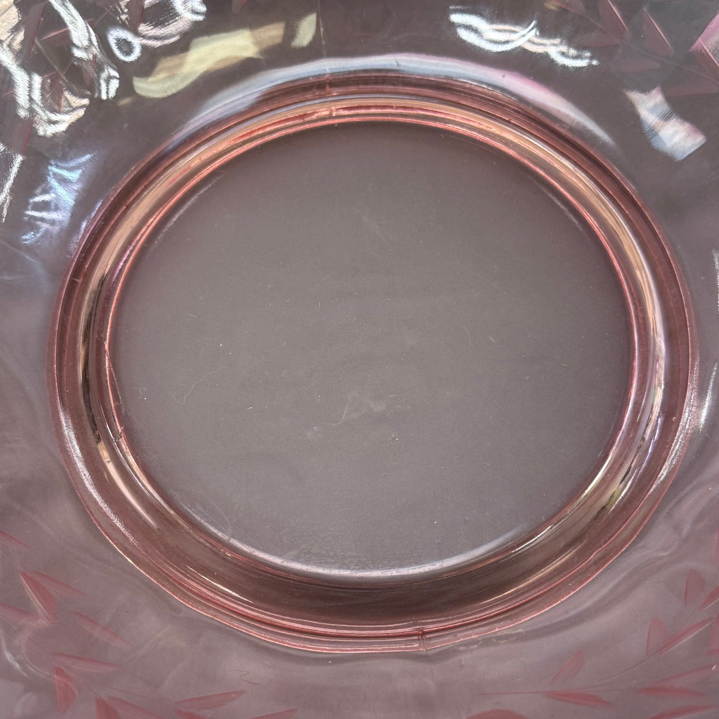 Etched Floral Depression Glass Dish
