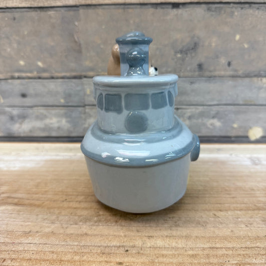 ArtMark Teddy Bear Tugboat Porcelain Music Box Figurine