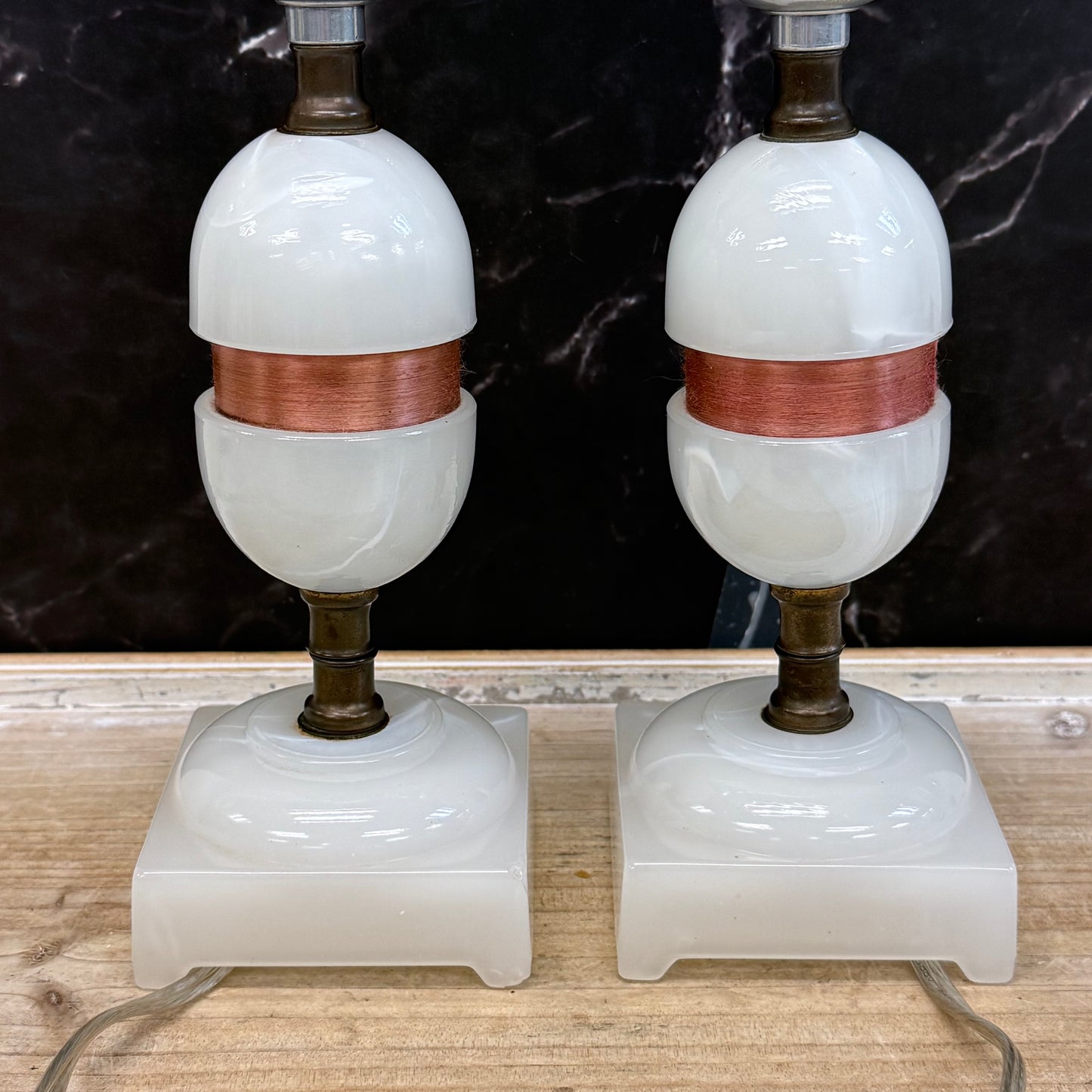 Vintage Milk Glass Accent Lamps Set of 2