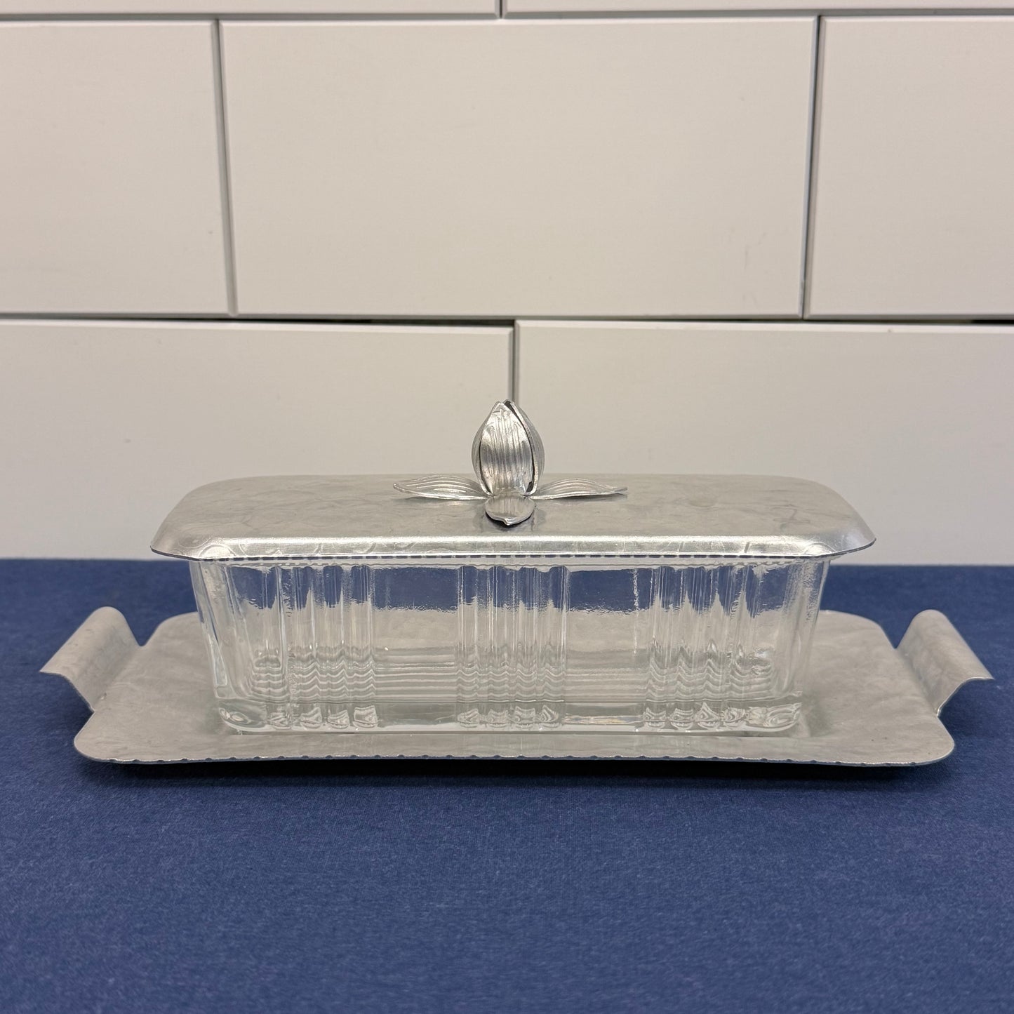 Rodney Kent Hammered Aluminum Butter Dish, 1950s